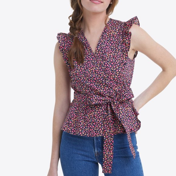 Draper James Tops - Draper James Sheryl Wrap Top in Ditsy Poppy